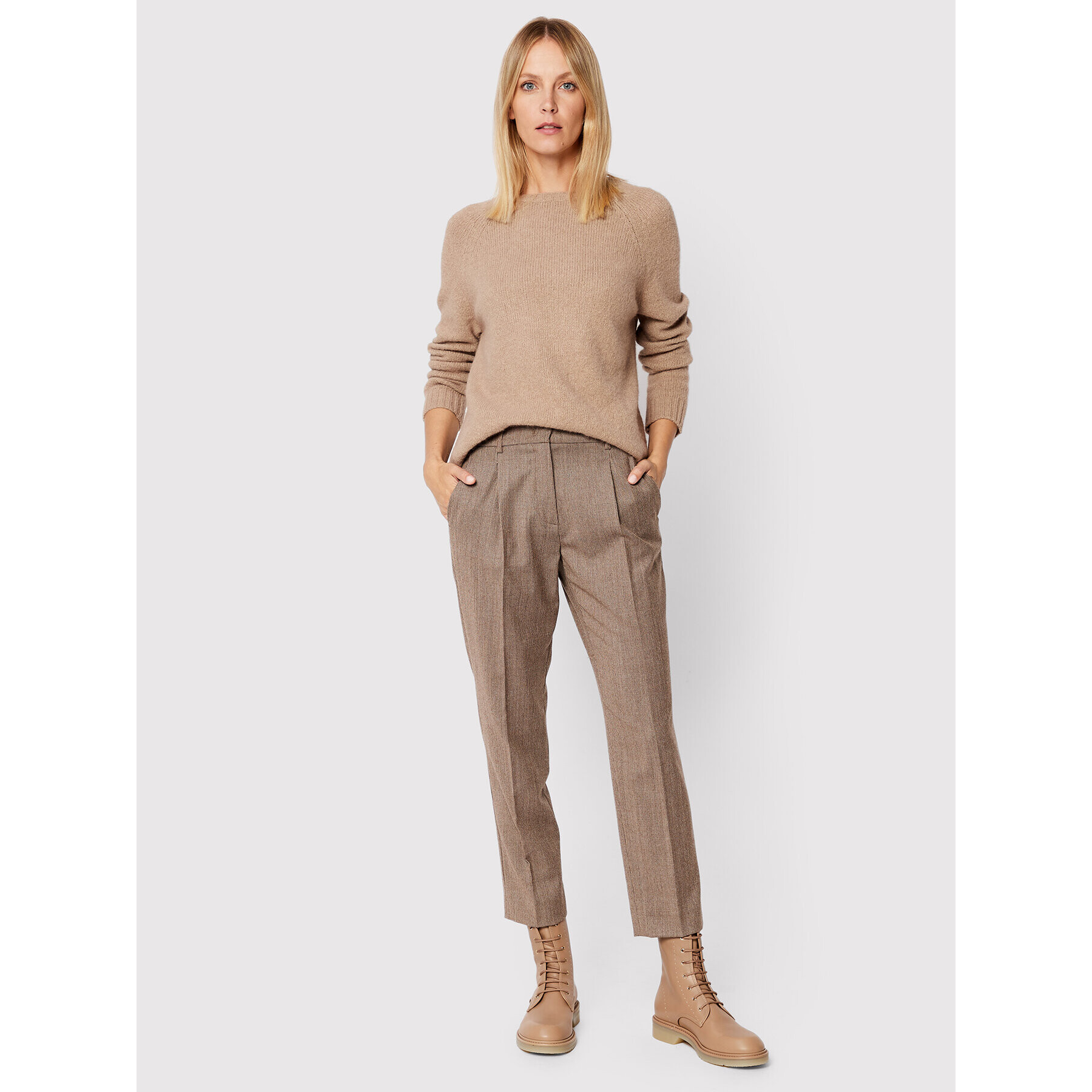 Weekend Max Mara Kalhoty z materiálu Bussola 51360523 Béžová Regular Fit - Pepit.cz