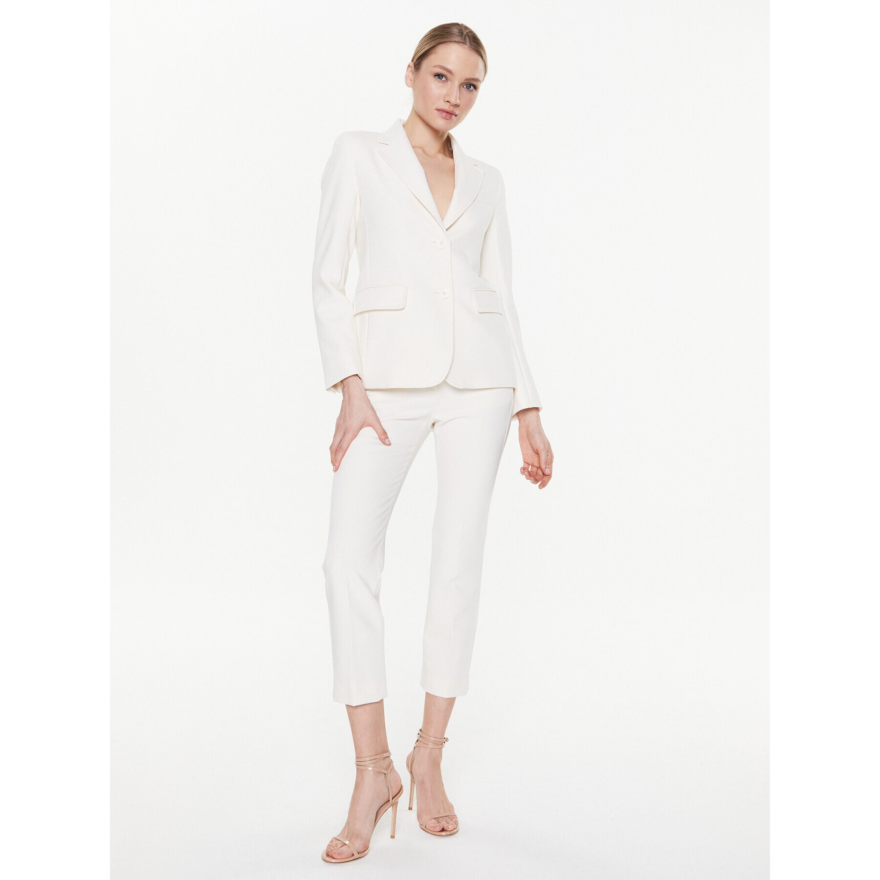 Weekend Max Mara Kalhoty z materiálu Rana 2351310137 Écru Slim Fit - Pepit.cz