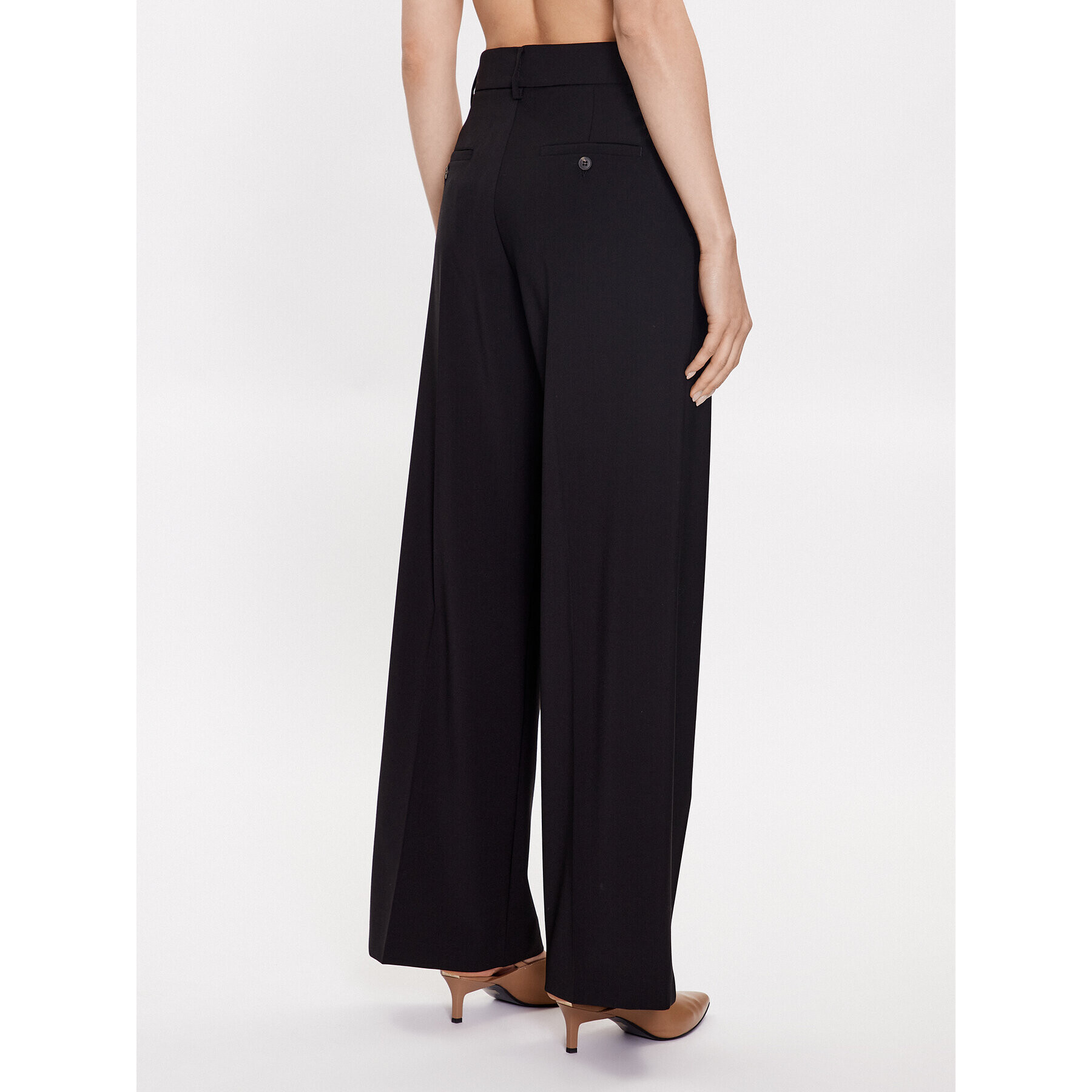 Weekend Max Mara Kalhoty z materiálu Visivo 2351361639 Černá Wide Leg - Pepit.cz