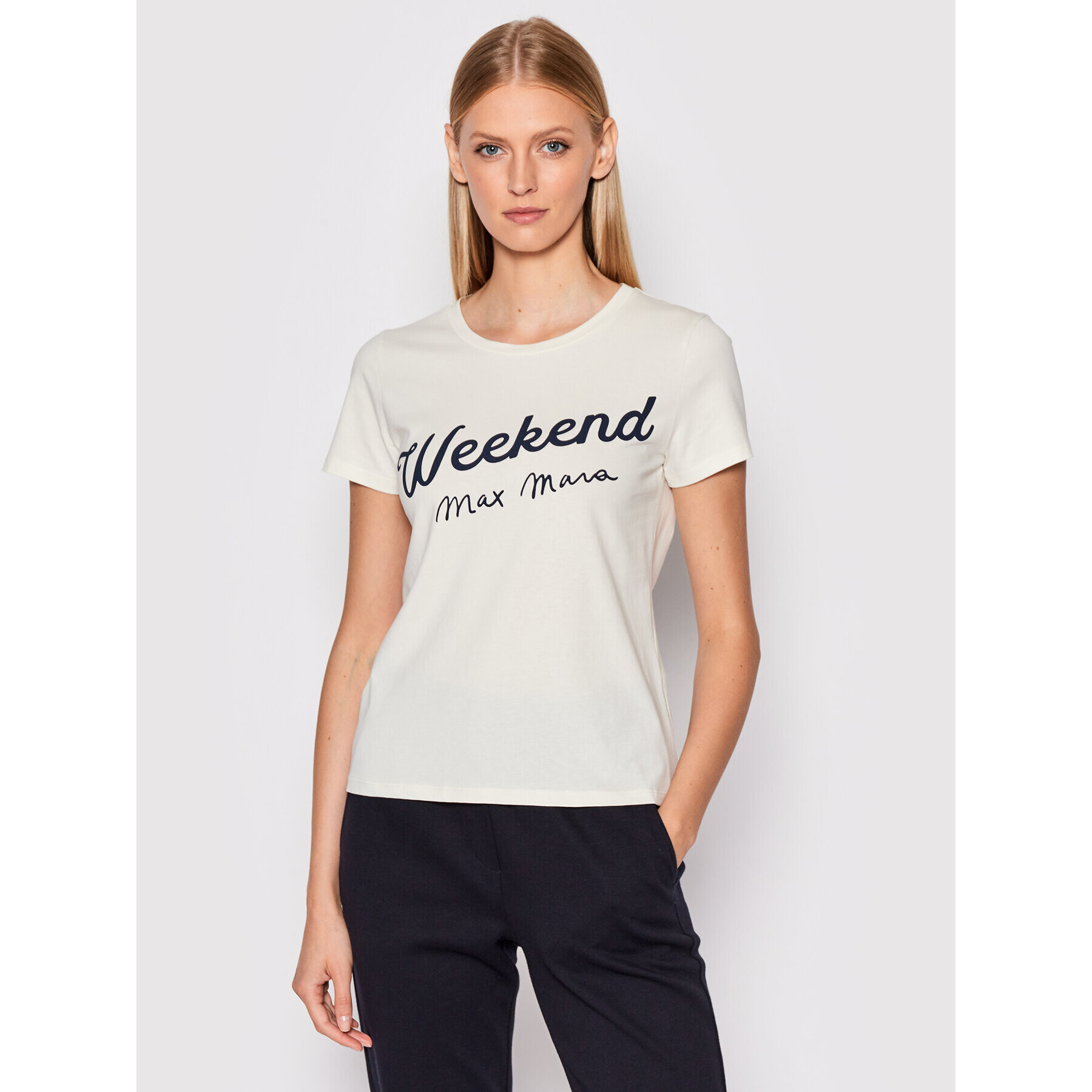 Weekend Max Mara T-Shirt Cacao 59760429 Bílá Regular Fit - Pepit.cz