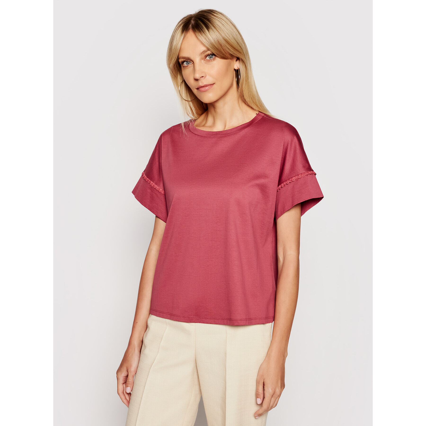 Weekend Max Mara T-Shirt Palma 59411611600 Bordó Relaxed Fit - Pepit.cz