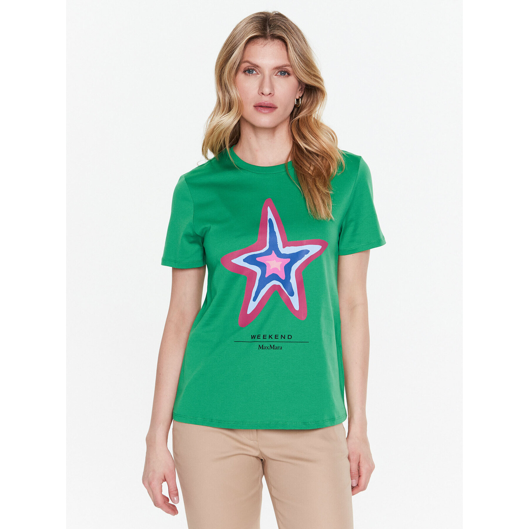 Weekend Max Mara T-Shirt Polka 23597102 Zelená Regular Fit - Pepit.cz