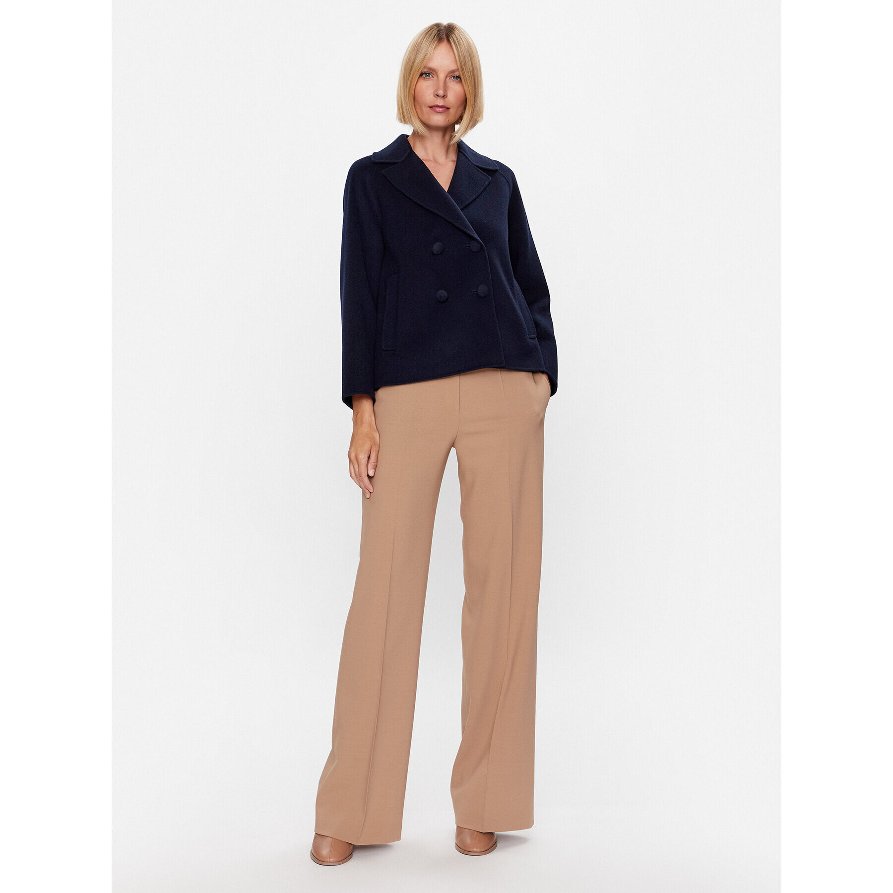 Weekend Max Mara Vlněný kabát Minosse 23504601 Tmavomodrá Regular Fit - Pepit.cz