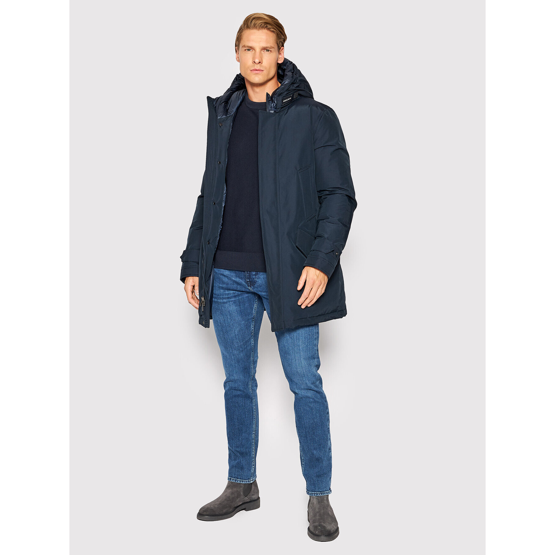 Woolrich Zimní bunda Polar High Collar CFWOOU0487MRUT0001 Tmavomodrá Regular Fit - Pepit.cz