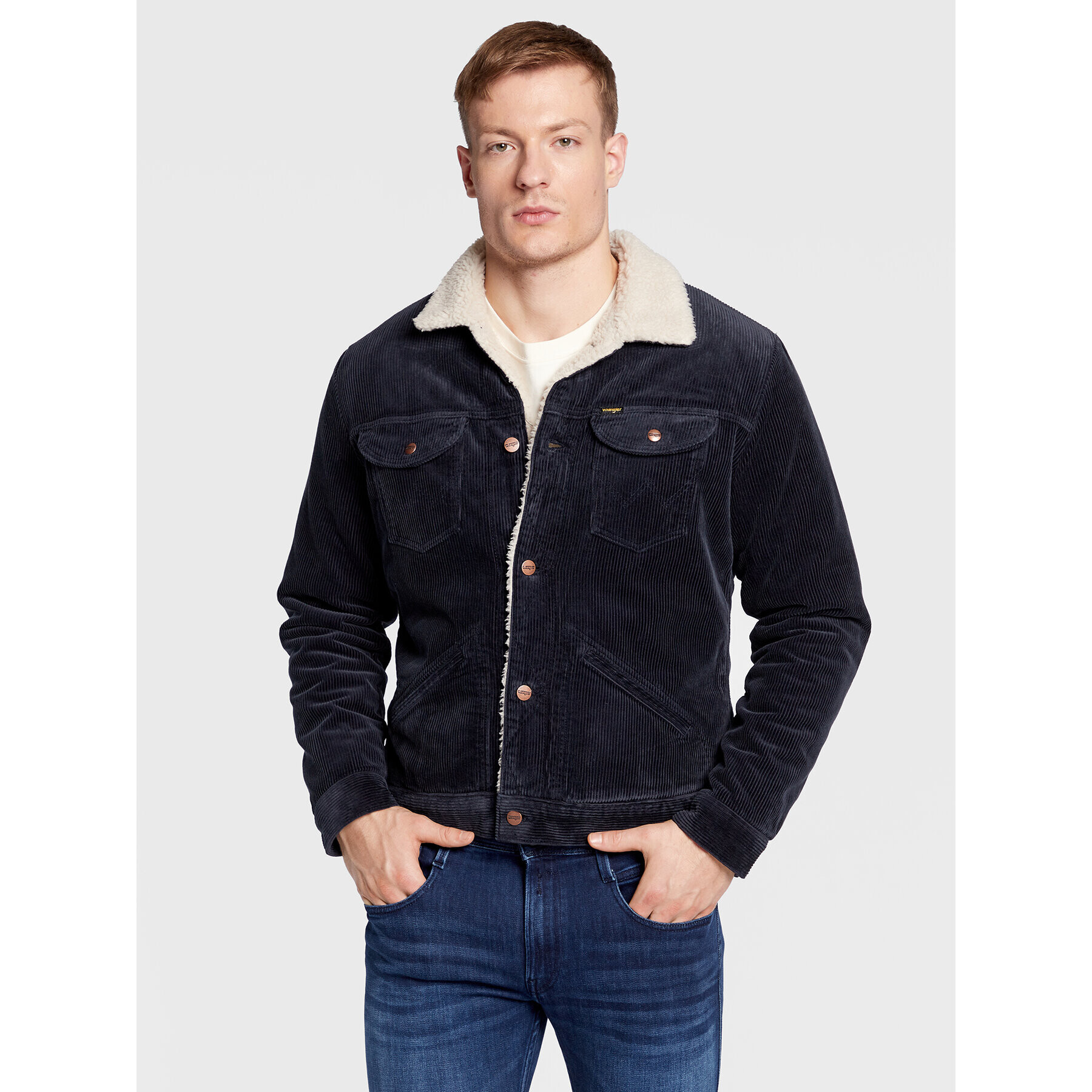 Wrangler Bunda pro přechodné období Sherpa W4MS88114 112320904 Tmavomodrá Regular Fit - Pepit.cz