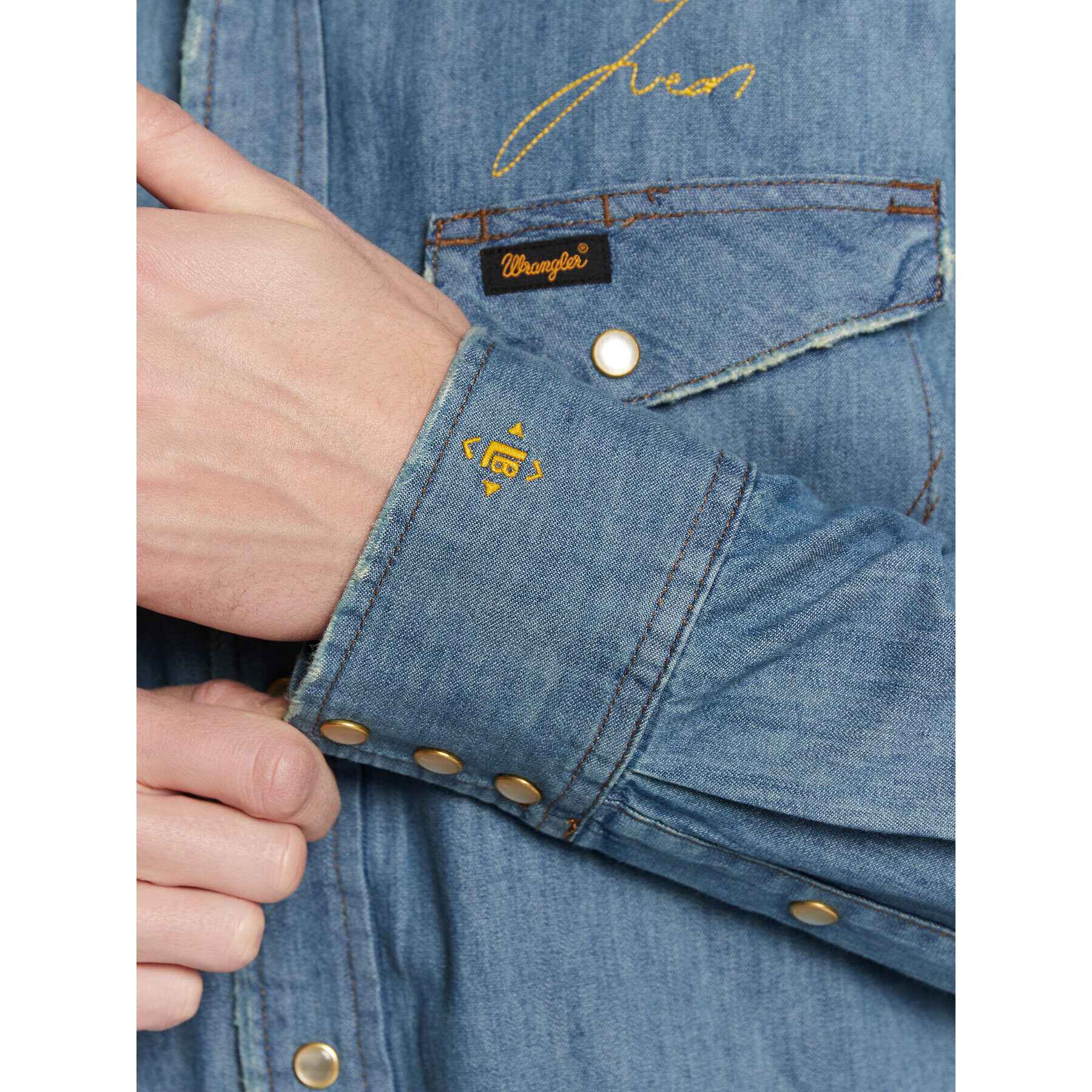 Wrangler džínová košile LEON BRIDGES W5M0CX31O 112328528 Modrá Regular Fit - Pepit.cz