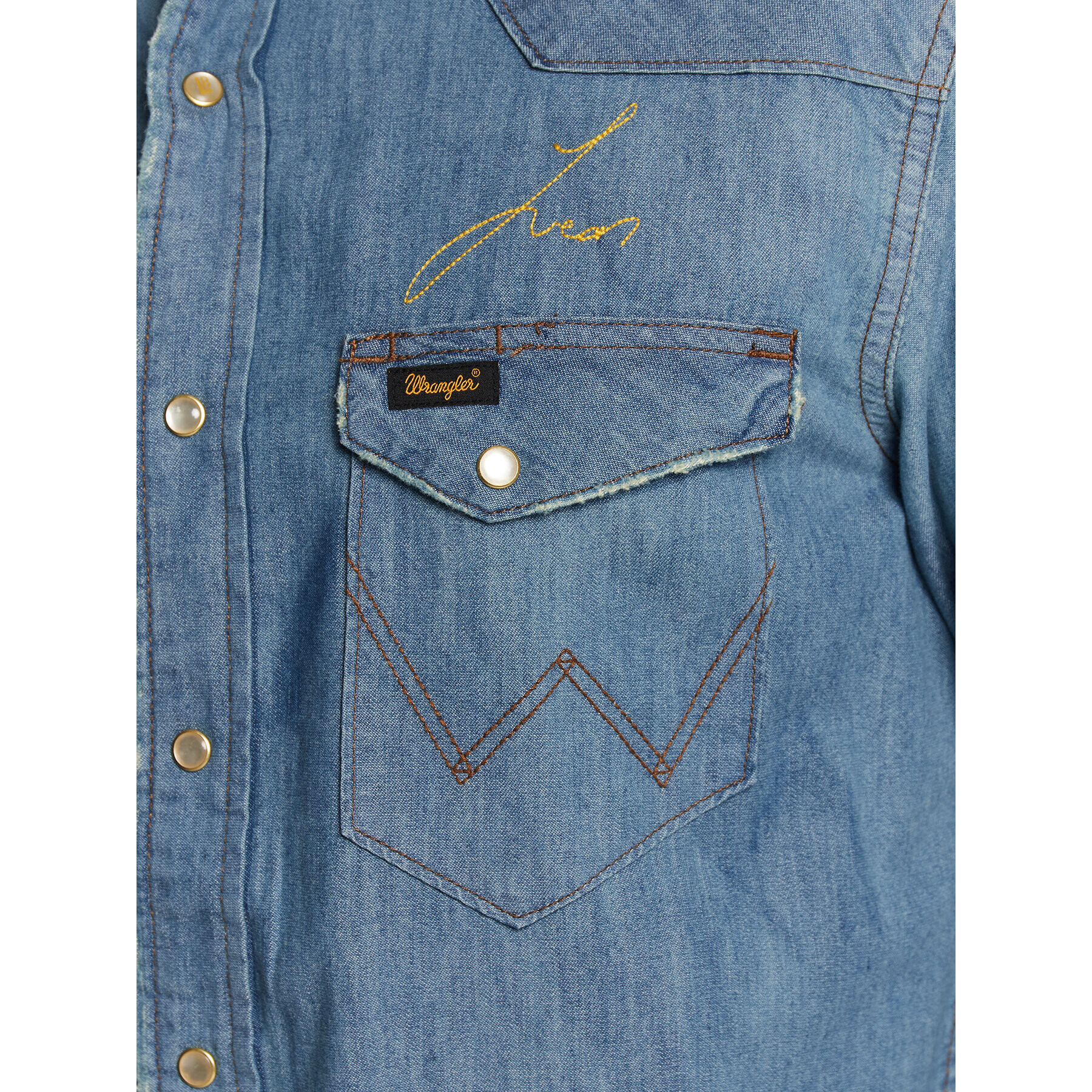 Wrangler džínová košile LEON BRIDGES W5M0CX31O 112328528 Modrá Regular Fit - Pepit.cz