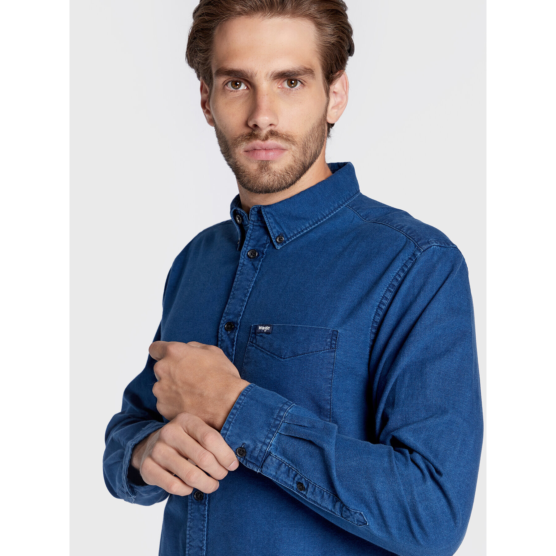 Wrangler džínová košile W5B1BMX1E Tmavomodrá Regular Fit - Pepit.cz