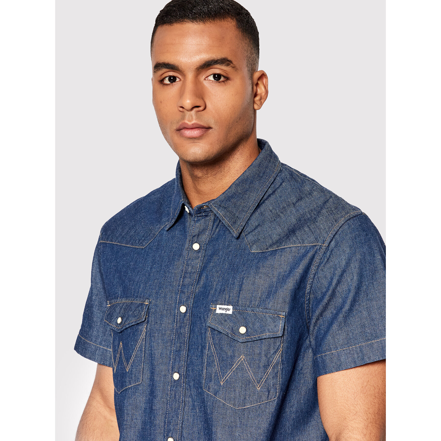 Wrangler džínová košile Western W5J05K Tmavomodrá Regular Fit - Pepit.cz