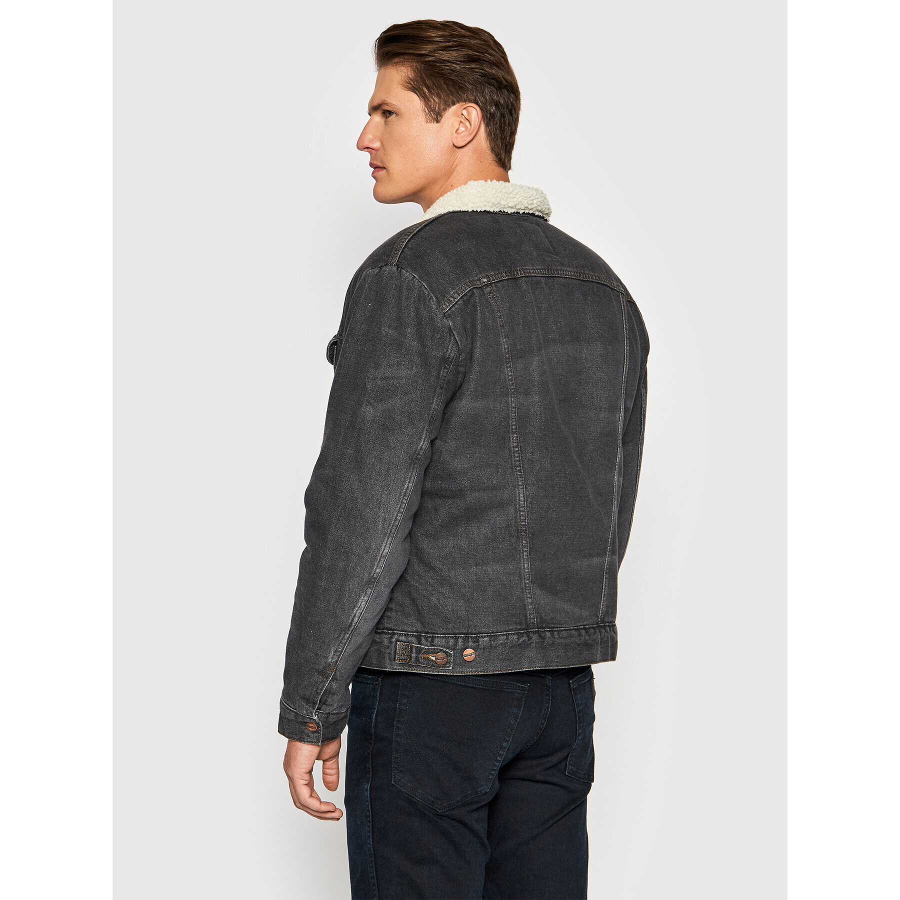 Wrangler Jeansová bunda 124MJ Sherpa W4MSV2339 Černá Regular Fit - Pepit.cz