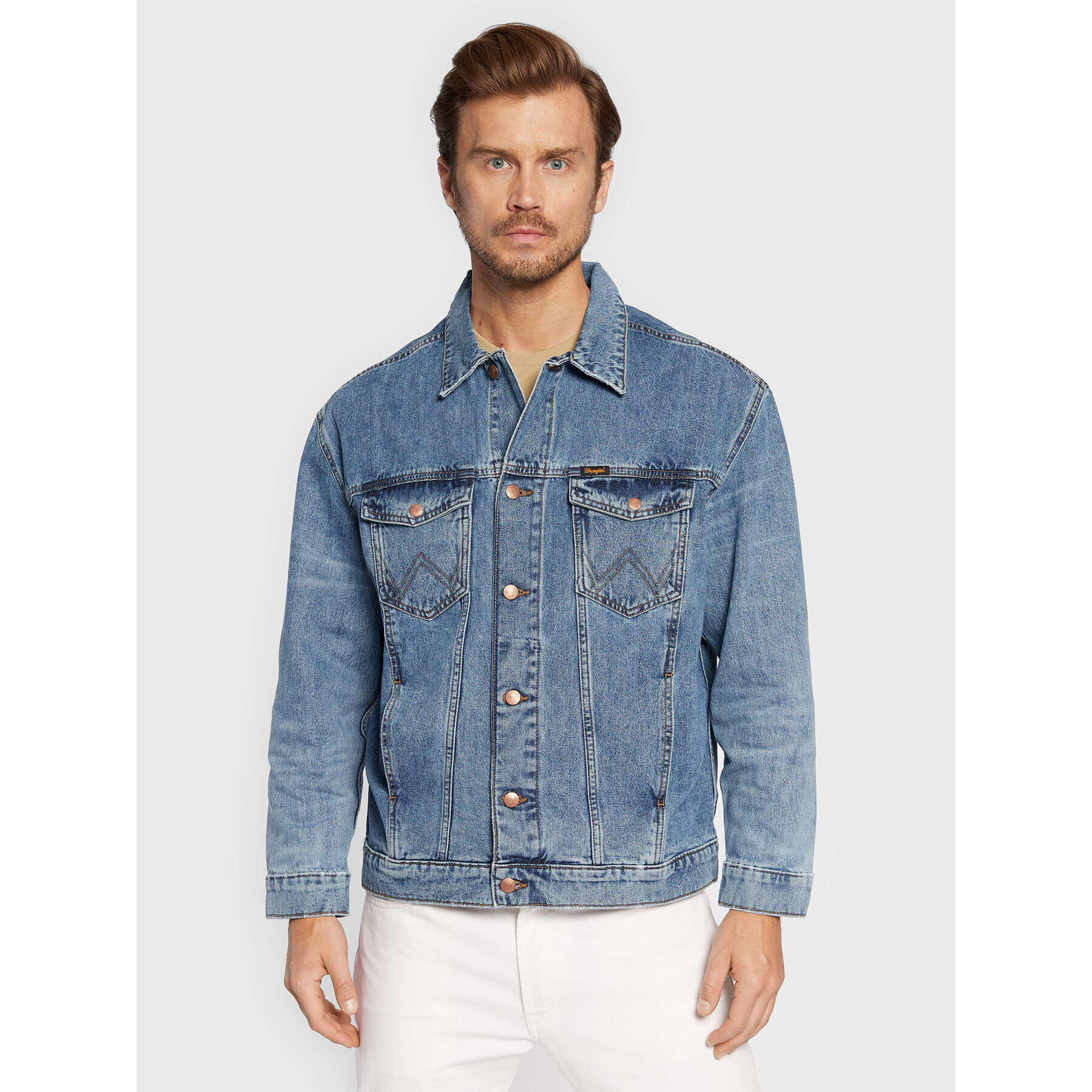 Wrangler Jeansová bunda Authentic Mid W45979142 Modrá Relaxed Fit - Pepit.cz