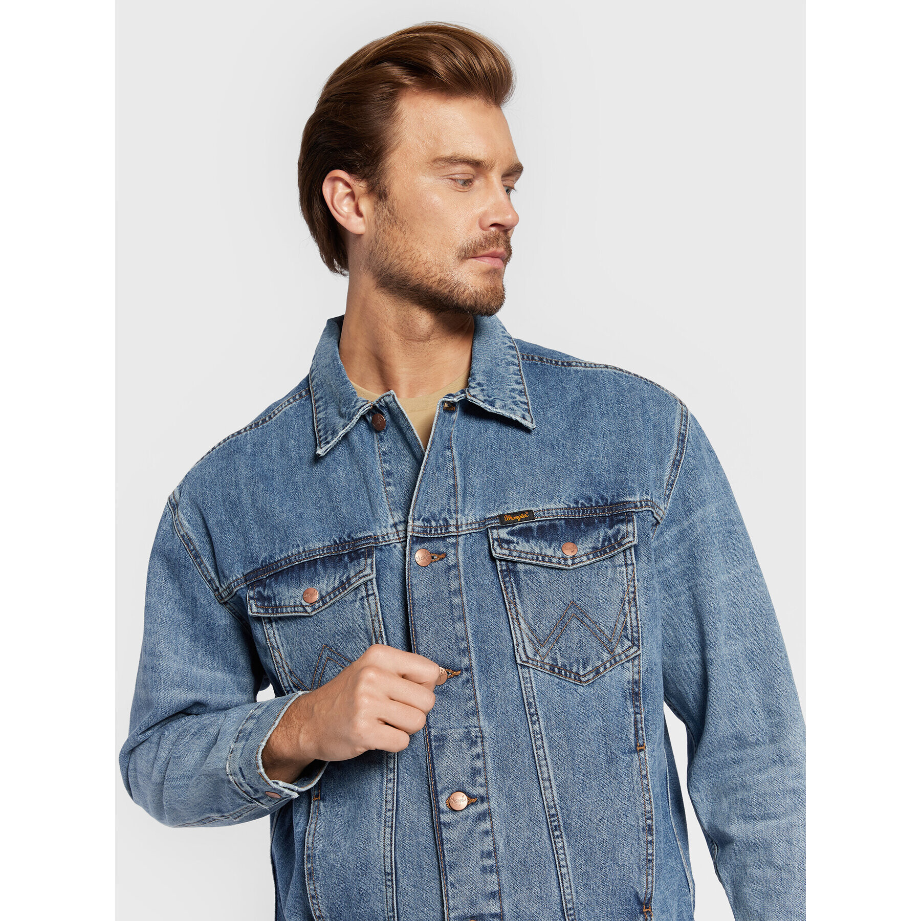 Wrangler Jeansová bunda Authentic Mid W45979142 Modrá Relaxed Fit - Pepit.cz