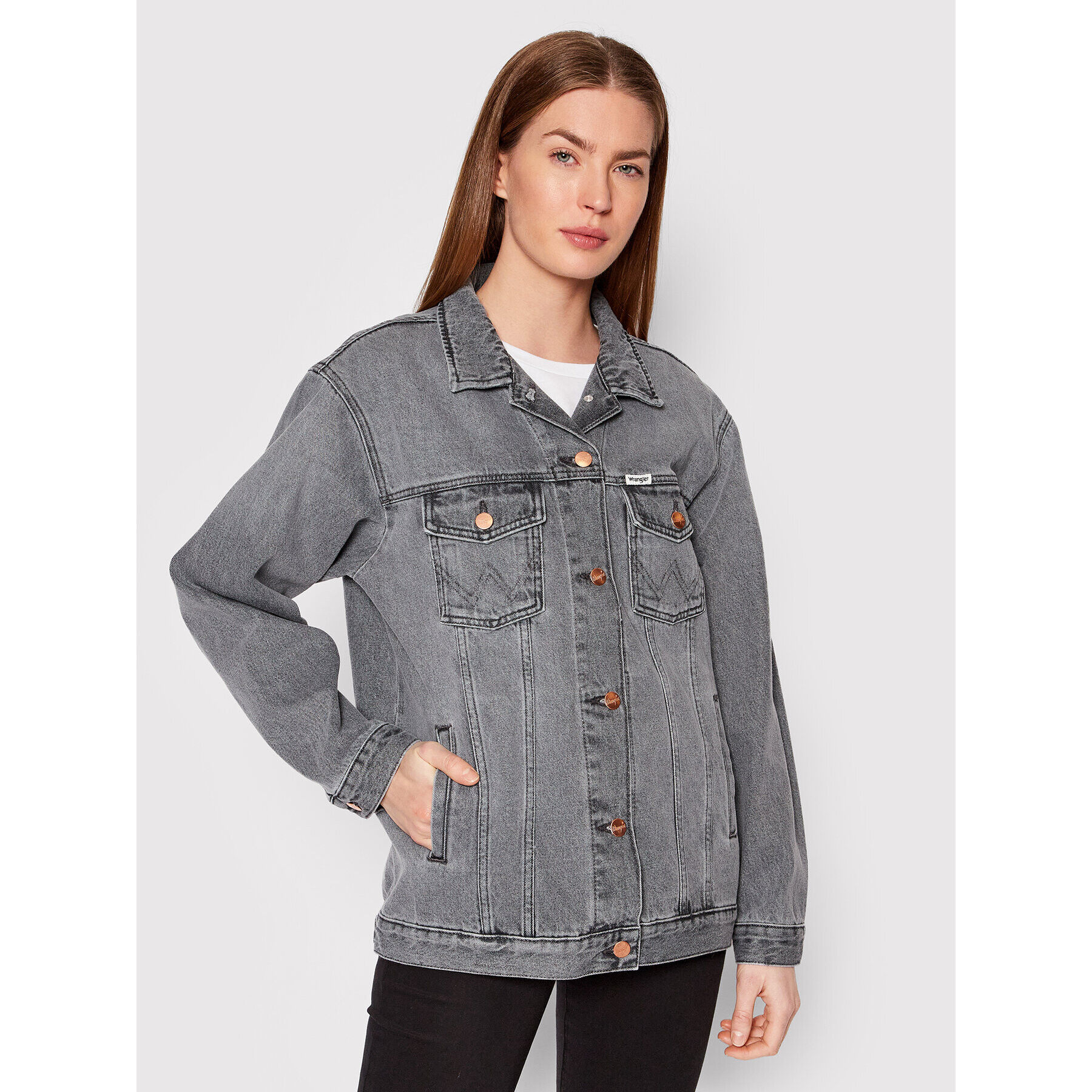 Wrangler Jeansová bunda Heritage W4364442V Šedá Relaxed Fit - Pepit.cz