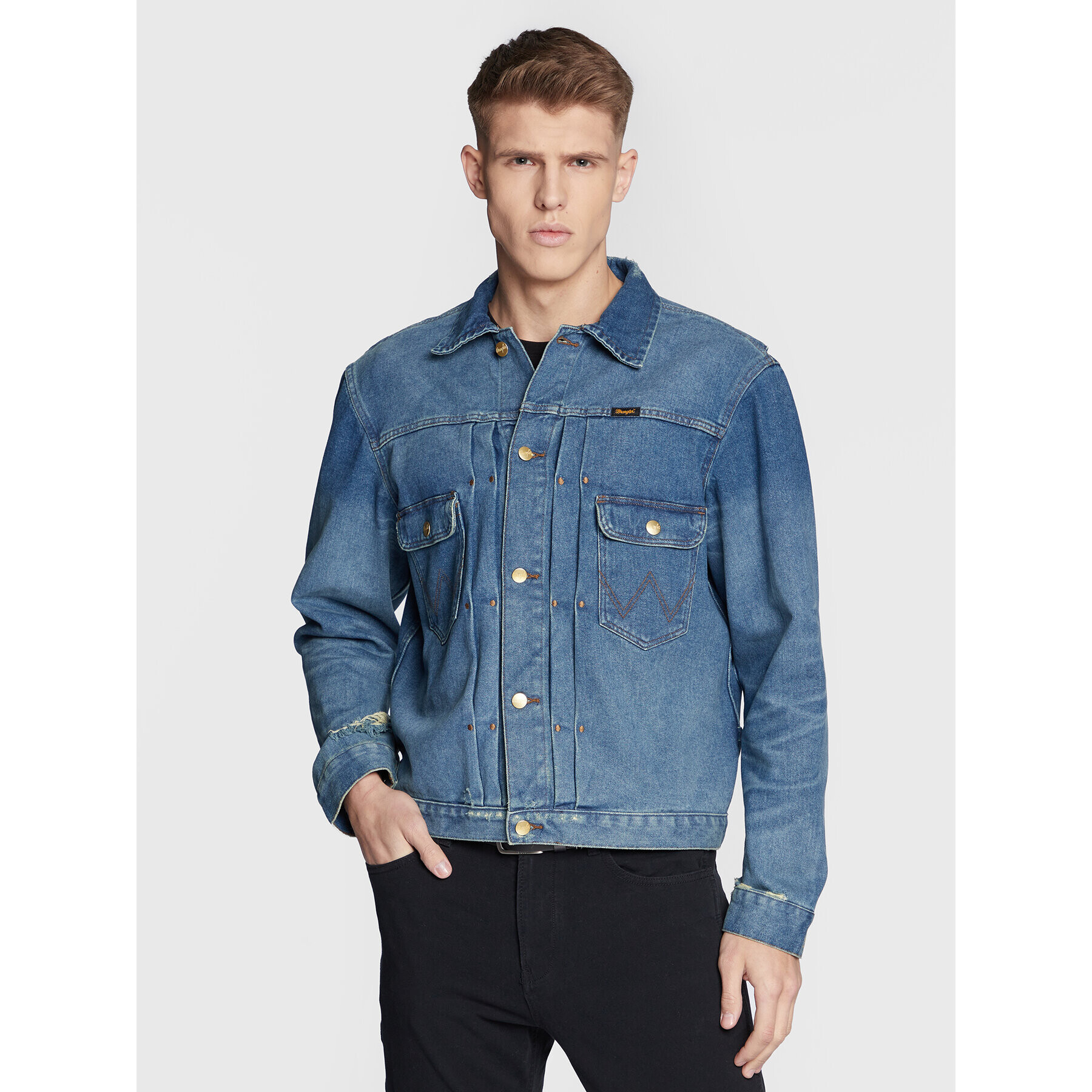 Wrangler Jeansová bunda LEON BRIDGES W4J9CI424 112328261 Modrá Regular Fit - Pepit.cz