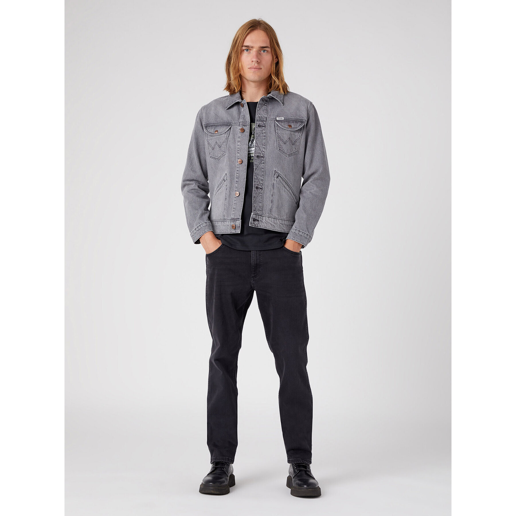 Wrangler Jeansová bunda Western W4MJEBY91 112330846 Šedá Regular Fit - Pepit.cz