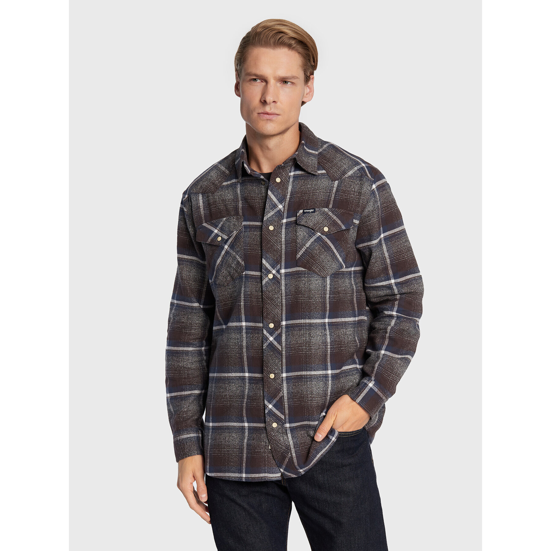 Wrangler Košile Heritage W5D1LAH38 112324118 Hnědá Regular Fit - Pepit.cz