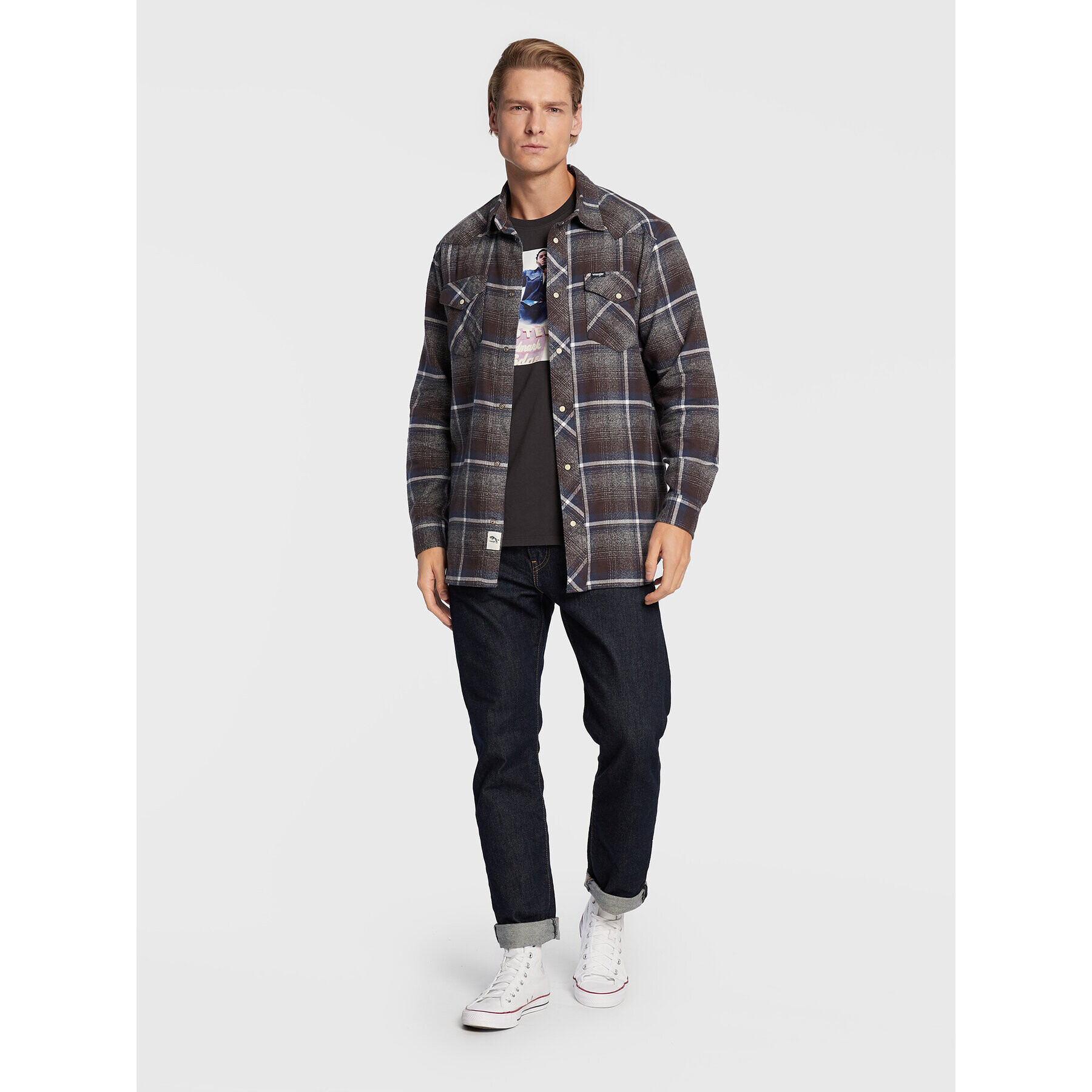 Wrangler Košile Heritage W5D1LAH38 112324118 Hnědá Regular Fit - Pepit.cz