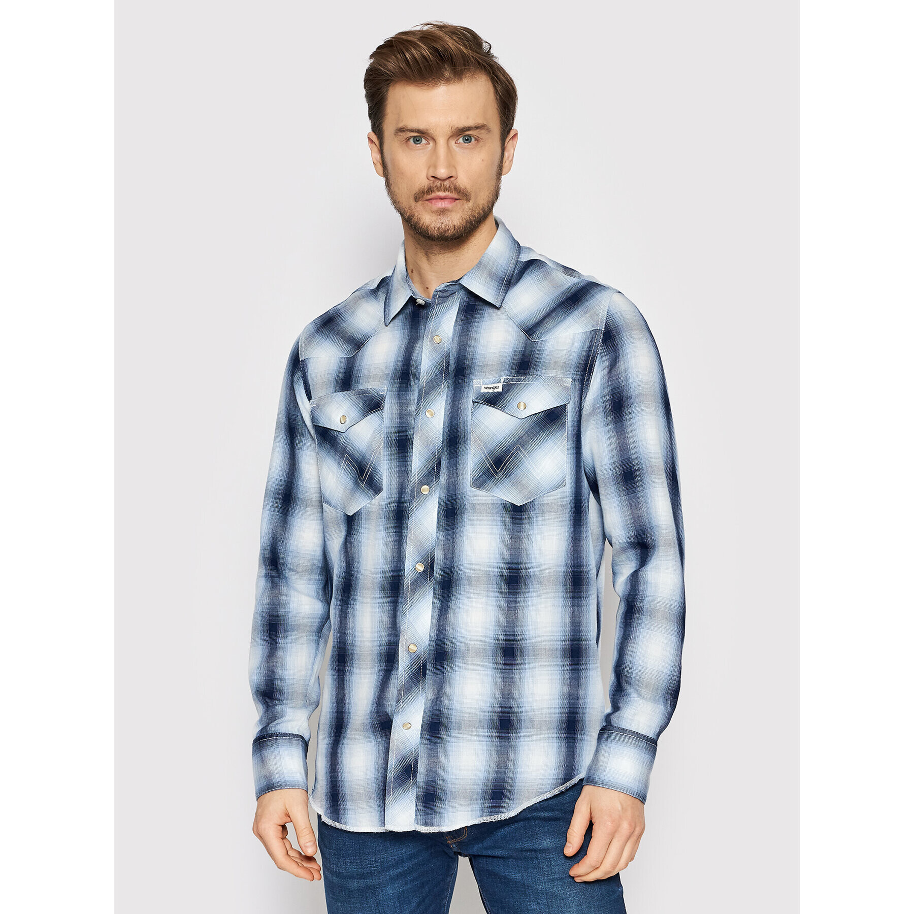 Wrangler Košile Western W5A0BJX1E Tmavomodrá Regular Fit - Pepit.cz