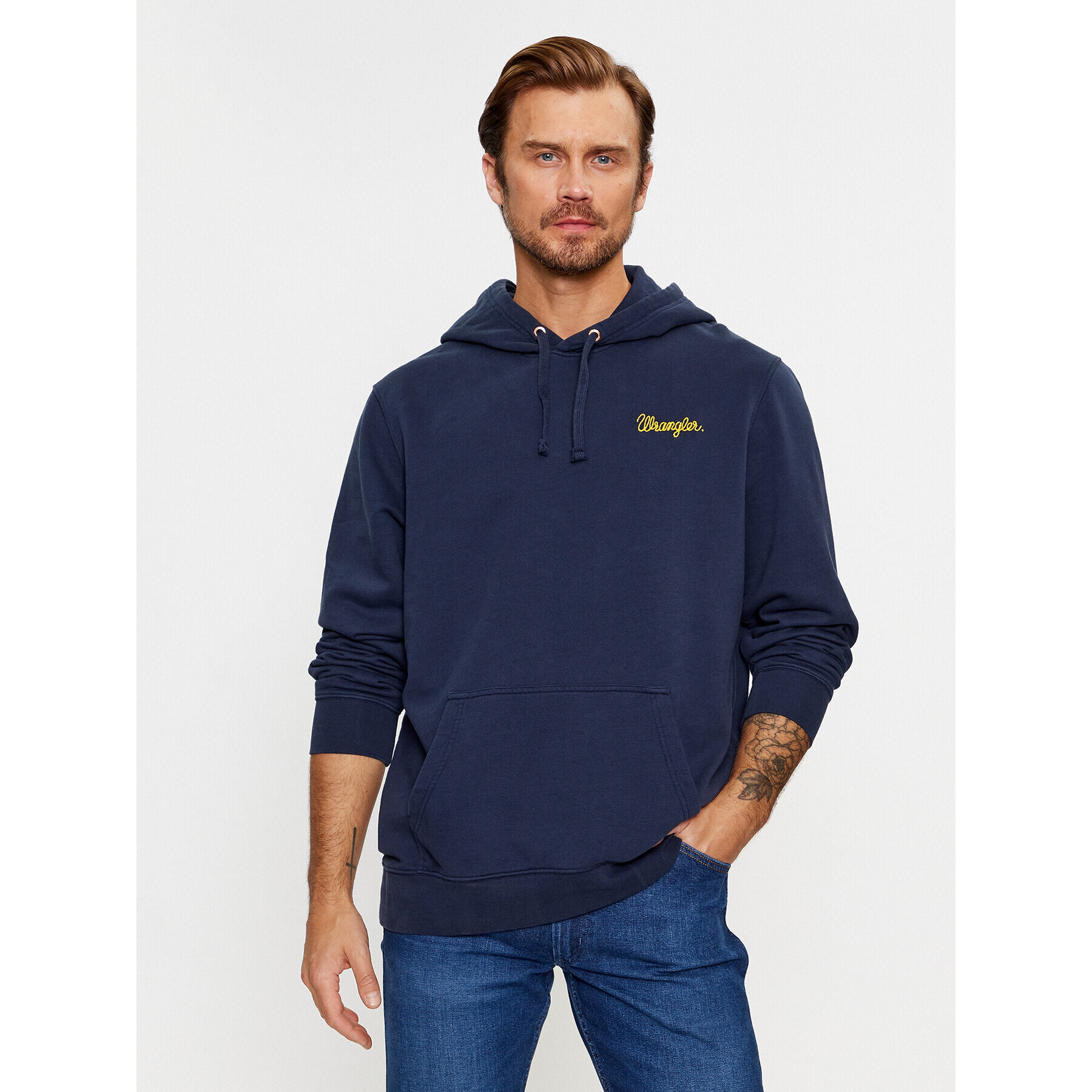 Wrangler Mikina Logo 112341241 Tmavomodrá Relaxed Fit - Pepit.cz