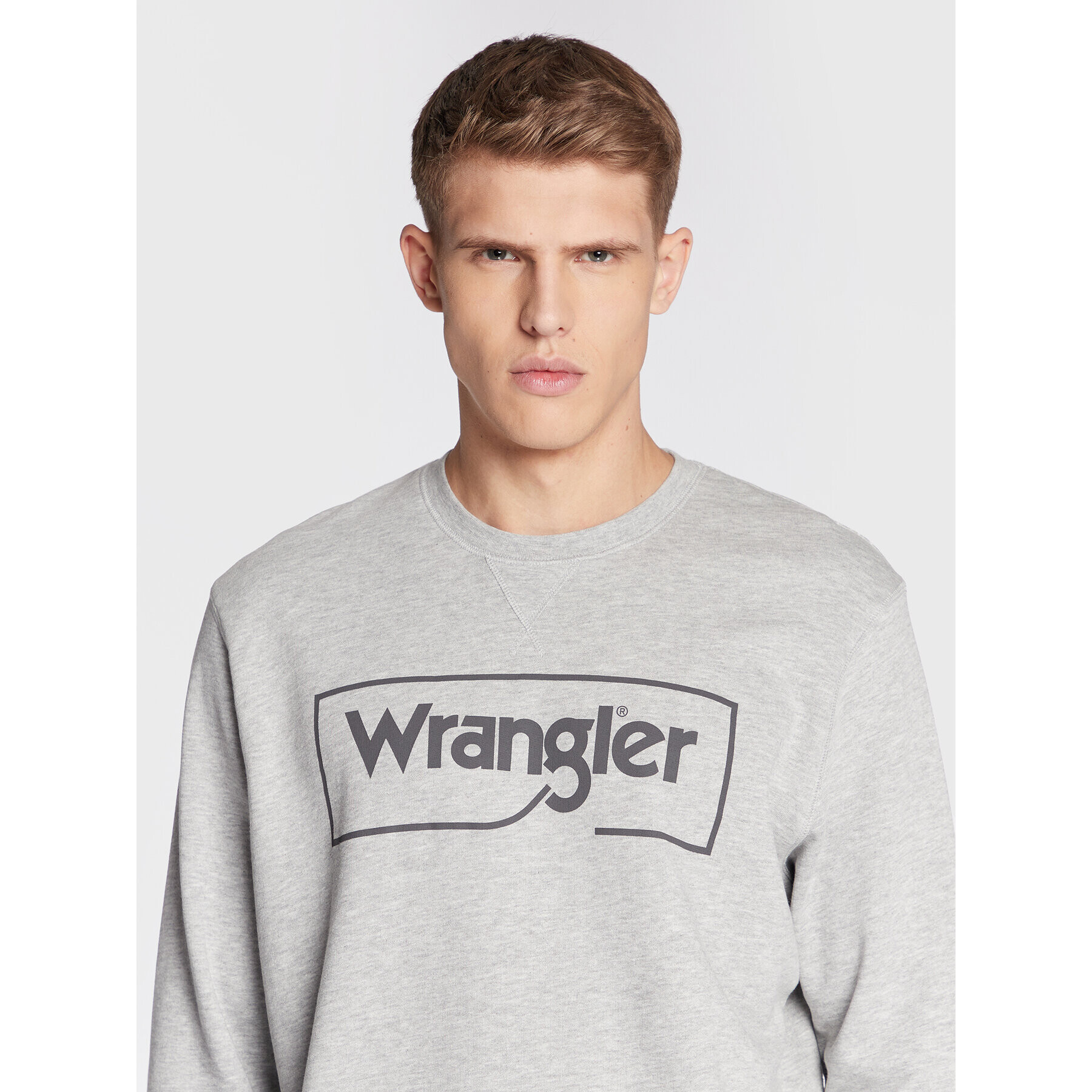 Wrangler Mikina Frame Logo Crew W662HAX37 Šedá Regular Fit - Pepit.cz