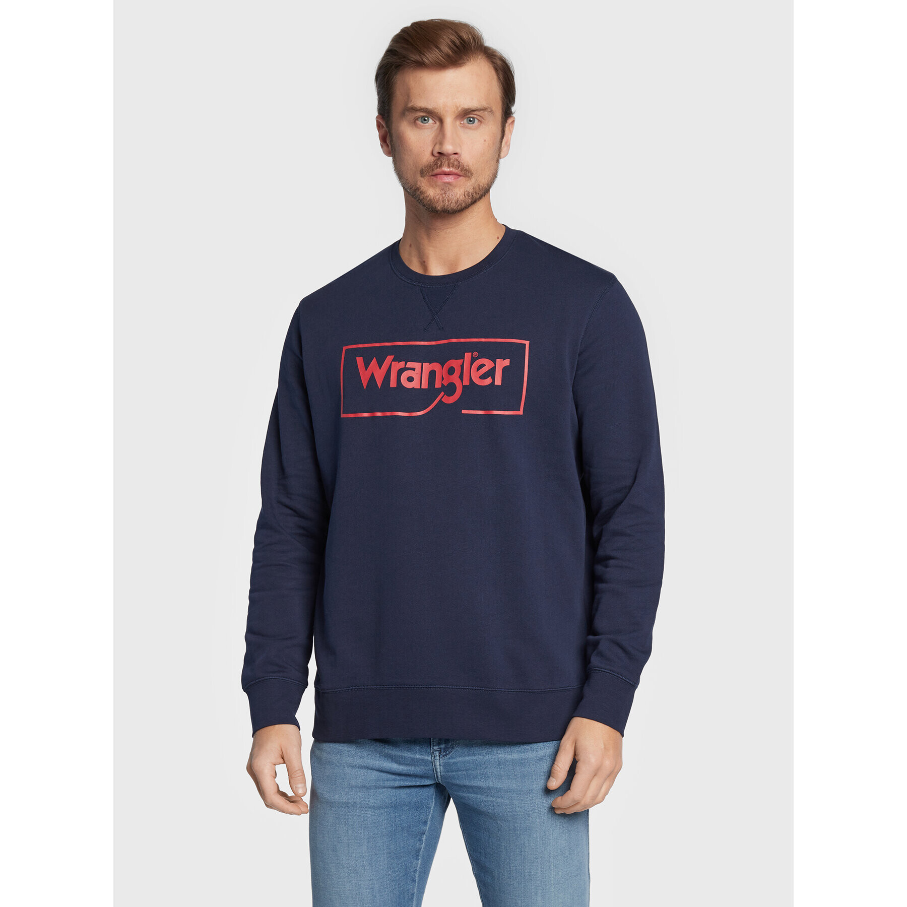 Wrangler Mikina Frame Logo W662HA114 112320240 Tmavomodrá Regular Fit - Pepit.cz