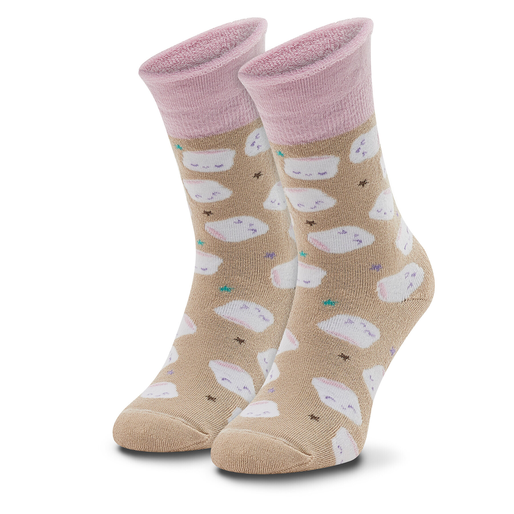 Zooksy Klasické ponožky Unisex Warm Winter Marshmallows Béžová - Pepit.cz